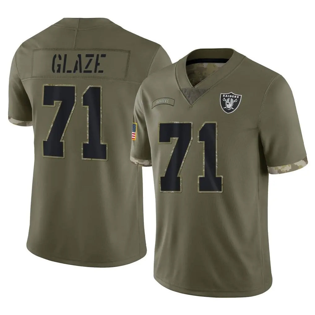 Blackjersey LV.Raiders #71 DJ Glaze Player Olive Salute To Service Limited Stitched Jerseys