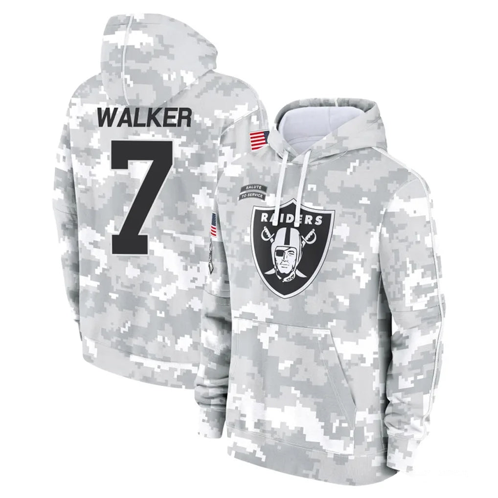 Blackjersey LV.Raiders #7 Quay Walker Player Arctic Camo Salute to Service Hoodies Limited Game Stitched Jerseys