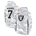 Blackjersey LV.Raiders #7 Quay Walker Player Arctic Camo Salute to Service Hoodies Limited Game Stitched Jerseys