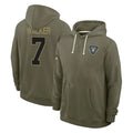 Blackjersey LV.Raiders #7 Quay Walker Player Olive Salute to Service Pullover Hoodies Limited Stitched Jerseys