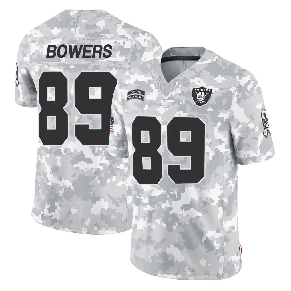 Blackjersey LV.Raiders #89 Brock Bowers Player Arctic Camo Salute To Service Limited Game Stitched Jerseys