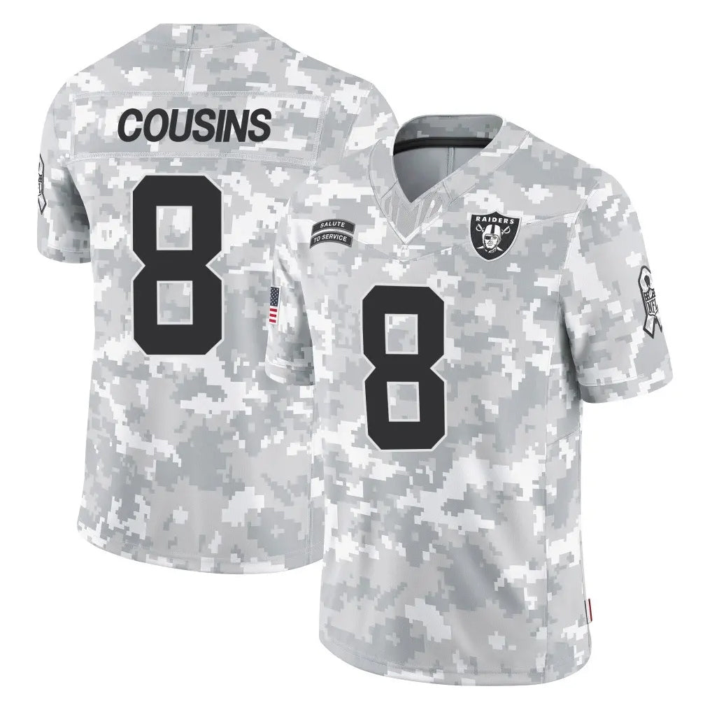 Blackjersey LV.Raiders #8 Kirk Cousins Player Arctic Camo Salute To Service Limited Game Stitched Jerseys