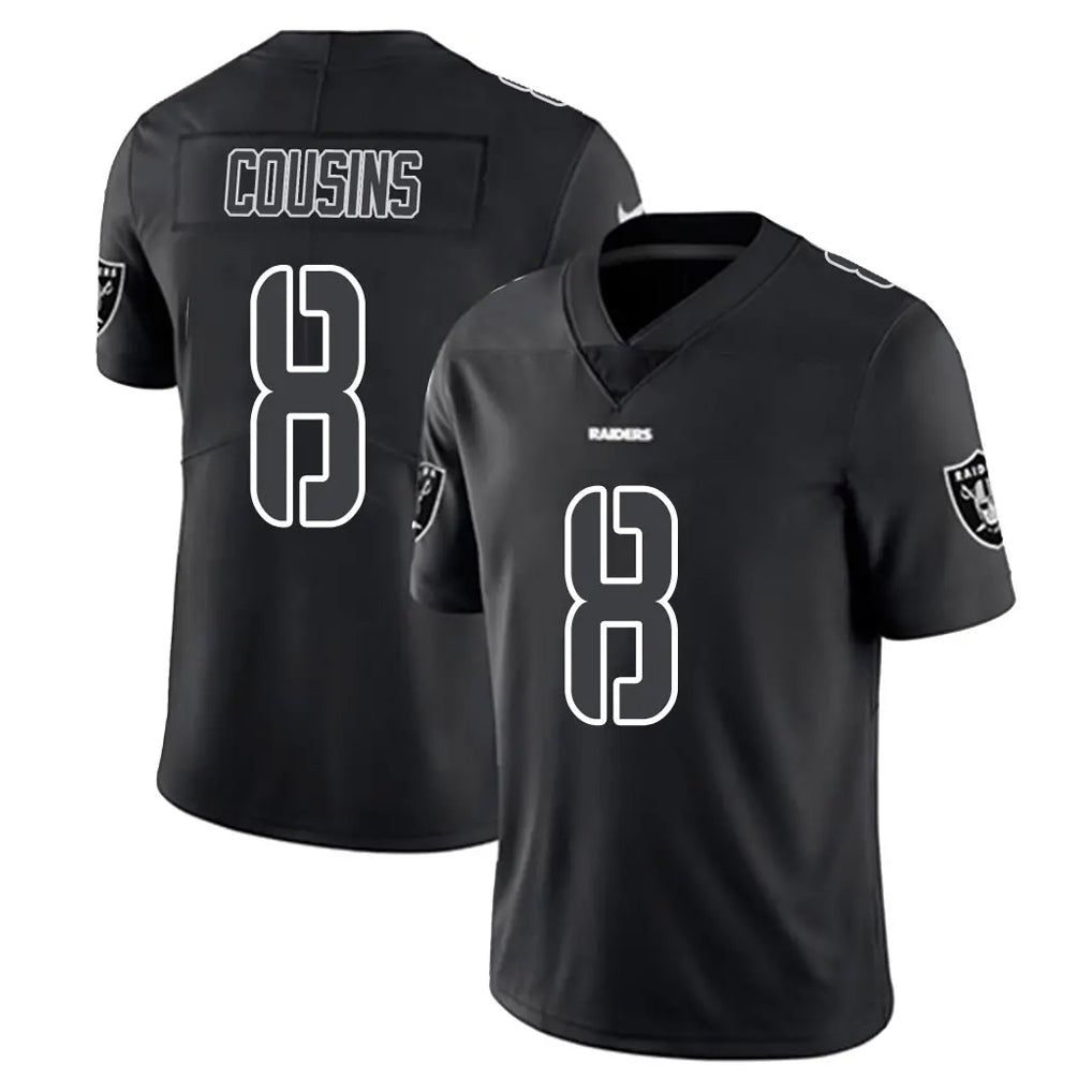 Blackjersey LV.Raiders #8 Kirk Cousins Player Black Limited Black Impact Home Game Stitched Jerseys