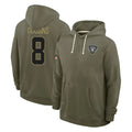Blackjersey LV.Raiders #8 Kirk Cousins Player Olive Salute to Service Pullover Hoodies Limited Stitched Jerseys