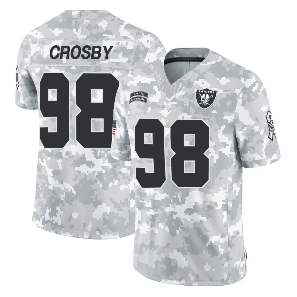 Blackjersey LV.Raiders #98 Maxx Crosby Player Arctic Camo Salute To Service Limited Game Stitched Jerseys