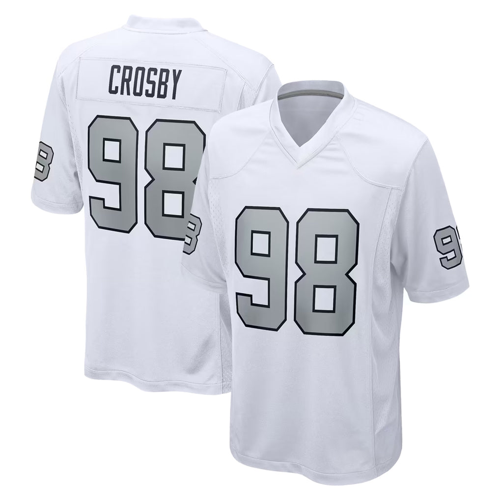 Blackjersey LV.Raiders #98 Maxx Crosby Player White Alternate Home Game Stitched Jerseys