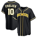 Blackjersey M.Brewers #10 Sal Frelick Player Black Fashion Out Home Game Stitched Jerseys