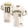 Blackjersey M.Brewers #10 Sal Frelick Player Cream Home Limited Game Stitched Jerseys