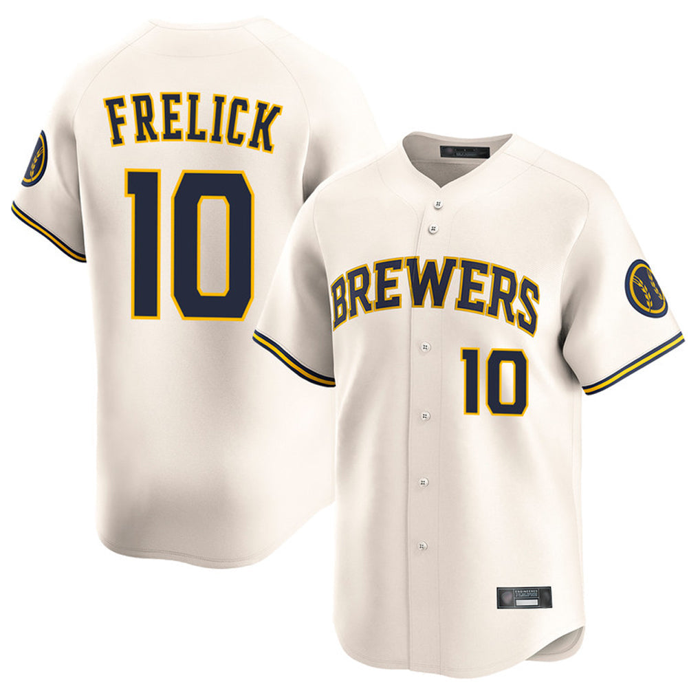 Blackjersey M.Brewers #10 Sal Frelick Player Cream Home Limited Game Stitched Jerseys