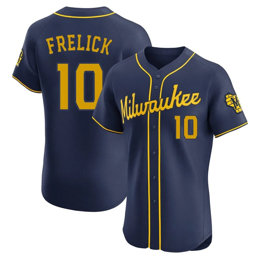 Blackjersey M.Brewers #10 Sal Frelick Player Navy Home Limited Elite Stitched Jerseys