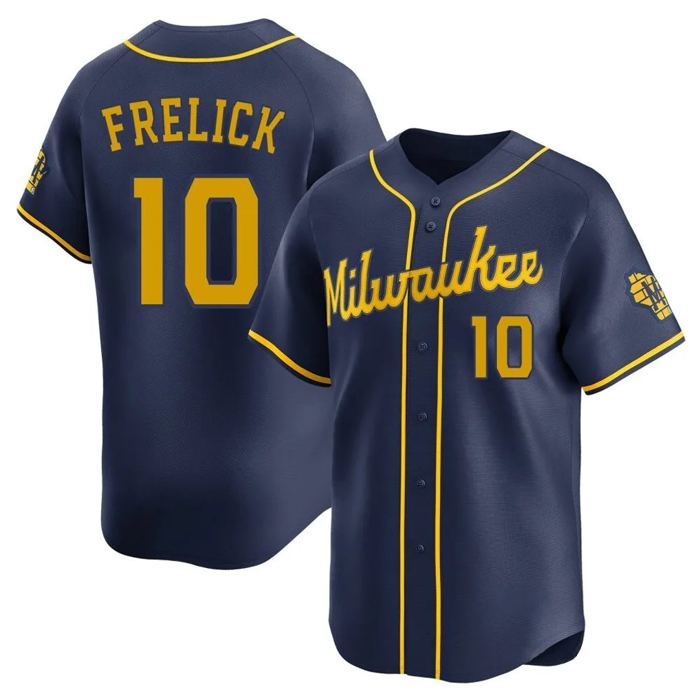 Blackjersey M.Brewers #10 Sal Frelick Player Navy Home Limited Stitched Jerseys