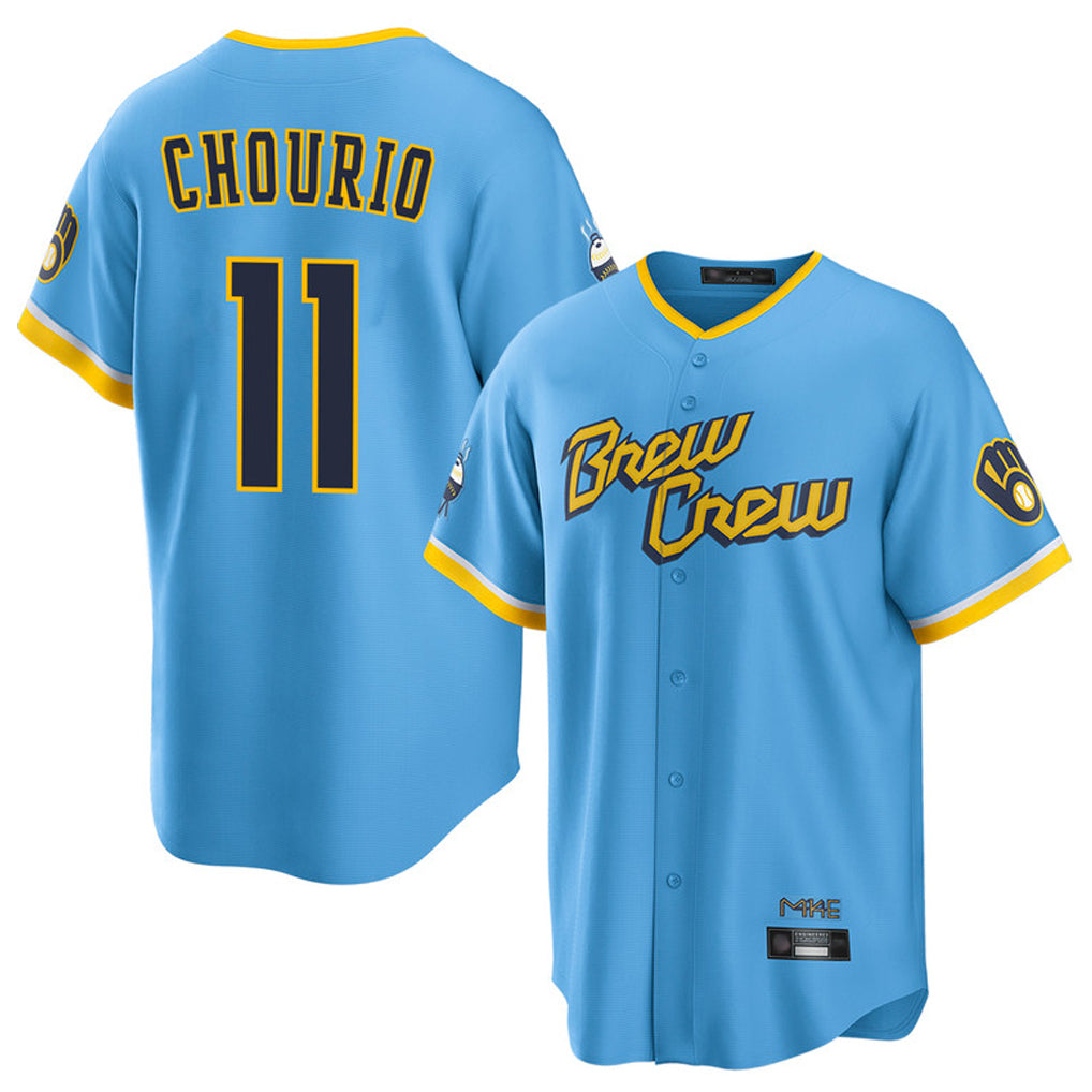 Blackjersey M.Brewers #11 Jackson Chourio Player Light Blue City Connect Home Game Stitched Jerseys