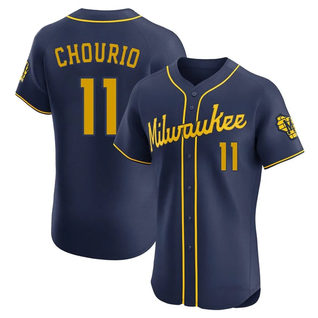 Blackjersey M.Brewers #11 Jackson Chourio Player Navy Home Limited Elite Stitched Jerseys