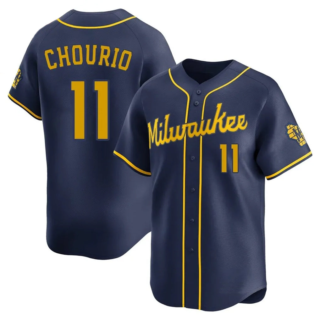 Blackjersey M.Brewers #11 Jackson Chourio Player Navy Home Limited Stitched Jerseys