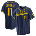 Blackjersey M.Brewers #11 Jackson Chourio Player Navy Home Stadium Game Stitched Jerseys
