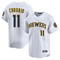 Blackjersey M.Brewers #11 Jackson Chourio Player White Stripes Home Limited Game Stitched Jerseys