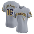 Blackjersey M.Brewers #16 Blake Perkins Player Gray Home Limited Elite Stitched Jerseys