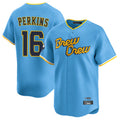 Blackjersey M.Brewers #16 Blake Perkins Player Light Blue City Connect Home Limited Stitched Jerseys
