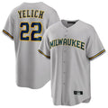 Blackjersey M.Brewers #22 Christian Yelich Player Gray Home Game Stitched Jerseys