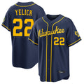 Blackjersey M.Brewers #22 Christian Yelich Player Navy Home Stadium Game Stitched Jerseys