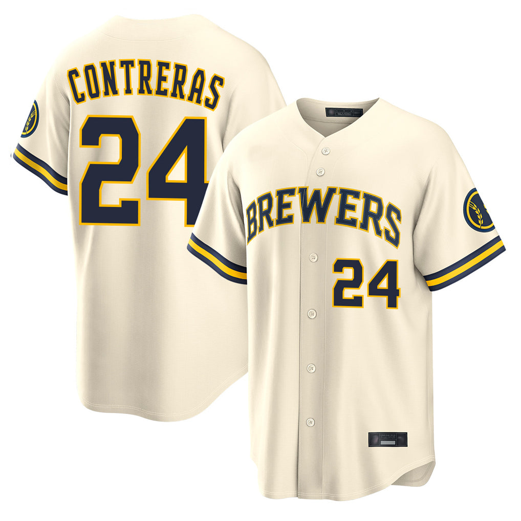 Blackjersey M.Brewers #24 William Contreras Player Cream Home Limited Stitched Jerseys