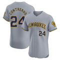 Blackjersey M.Brewers #24 William Contreras Player Gray Home Limited Elite Stitched Jerseys