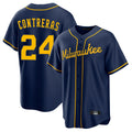 Blackjersey M.Brewers #24 William Contreras Player Navy Home Game Stitched Jerseys