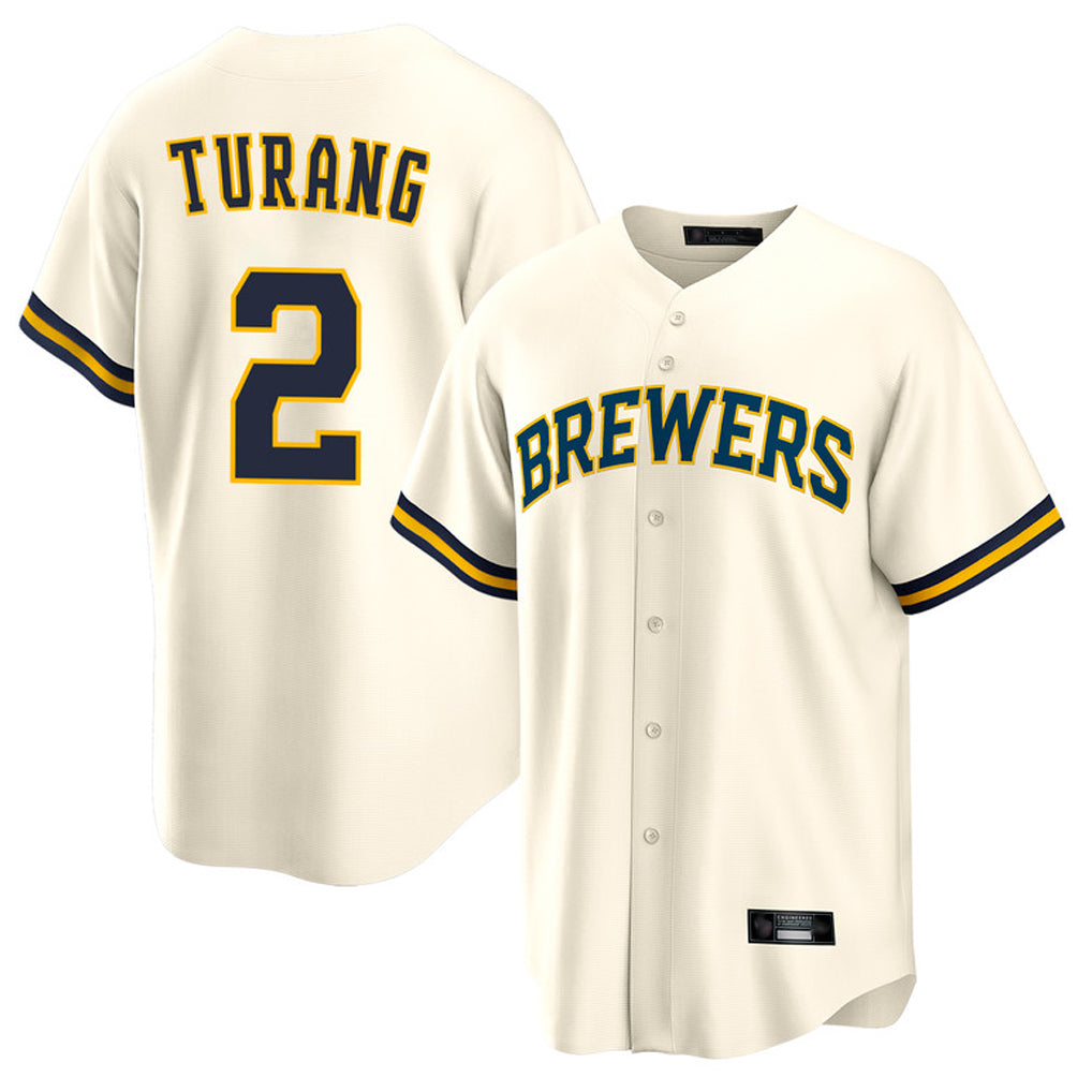 Blackjersey M.Brewers #2 Brice Turang Player Cream Home Game Stitched Jerseys