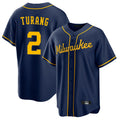 Blackjersey M.Brewers #2 Brice Turang Player Navy Home Game Stitched Jerseys