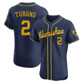 Blackjersey M.Brewers #2 Brice Turang Player Navy Home Limited Elite Stitched Jerseys