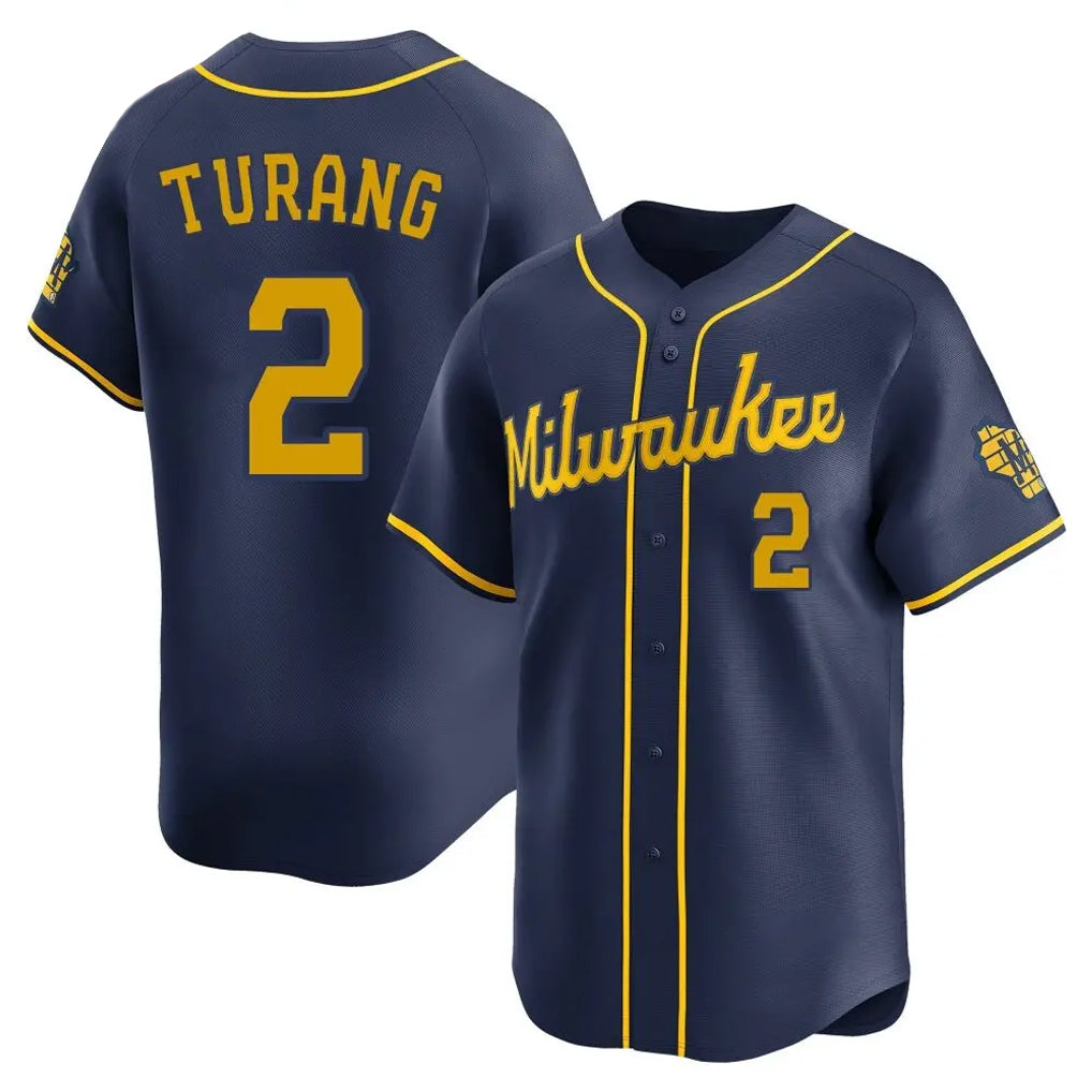 Blackjersey M.Brewers #2 Brice Turang Player Navy Home Limited Stitched Jerseys