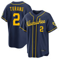 Blackjersey M.Brewers #2 Brice Turang Player Navy Home Stadium Game Stitched Jerseys