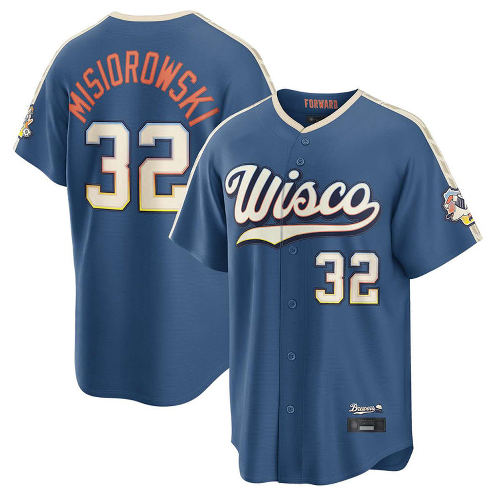 Blackjersey M.Brewers #32 Jacob Misiorowski Player Blue 2026 City Connect Home Game Stitched Jerseys