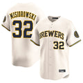 Blackjersey M.Brewers #32 Jacob Misiorowski Player Cream Home Limited Game Stitched Jerseys