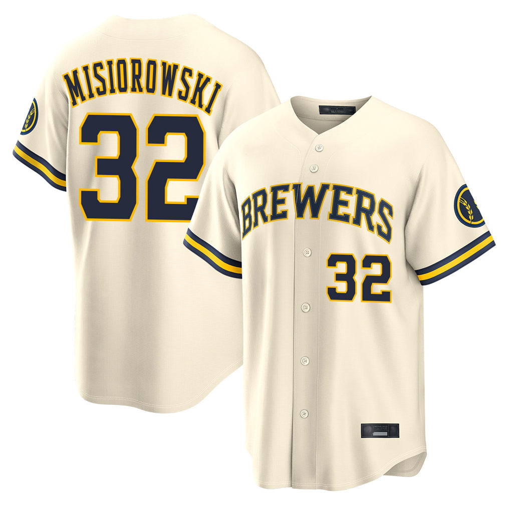 Blackjersey M.Brewers #32 Jacob Misiorowski Player Cream Home Limited Stitched Jerseys