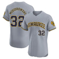 Blackjersey M.Brewers #32 Jacob Misiorowski Player Gray Home Limited Elite Stitched Jerseys