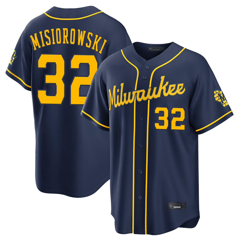 Blackjersey M.Brewers #32 Jacob Misiorowski Player Navy Home Stadium Game Stitched Jerseys