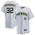 Blackjersey M.Brewers #32 Jacob Misiorowski Player White Stripes Limited Game Home Stitched Jerseys