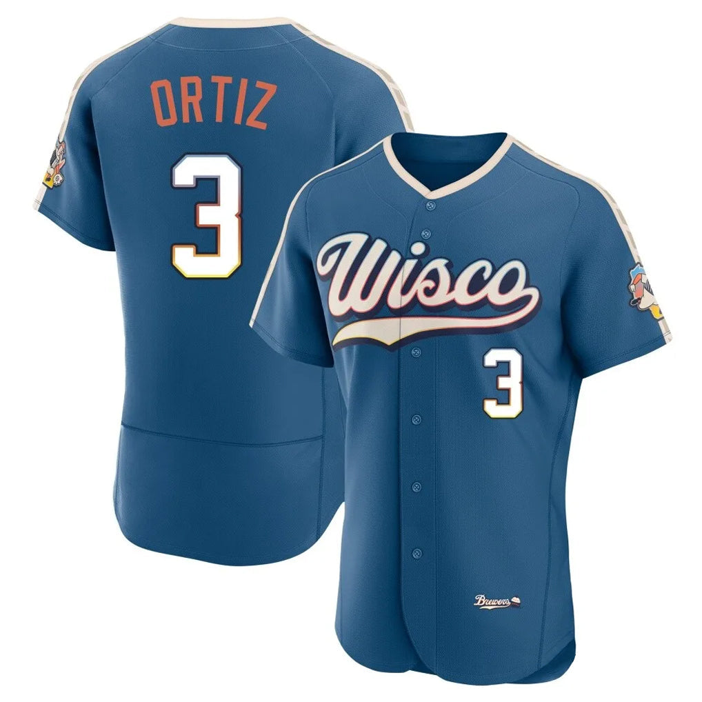 Blackjersey M.Brewers #3 Joey Ortiz Player Blue 2026 City Connect Home Limited Elite Stitched Jerseys