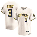 Blackjersey M.Brewers #3 Joey Ortiz Player Cream Home Limited Game Stitched Jerseys