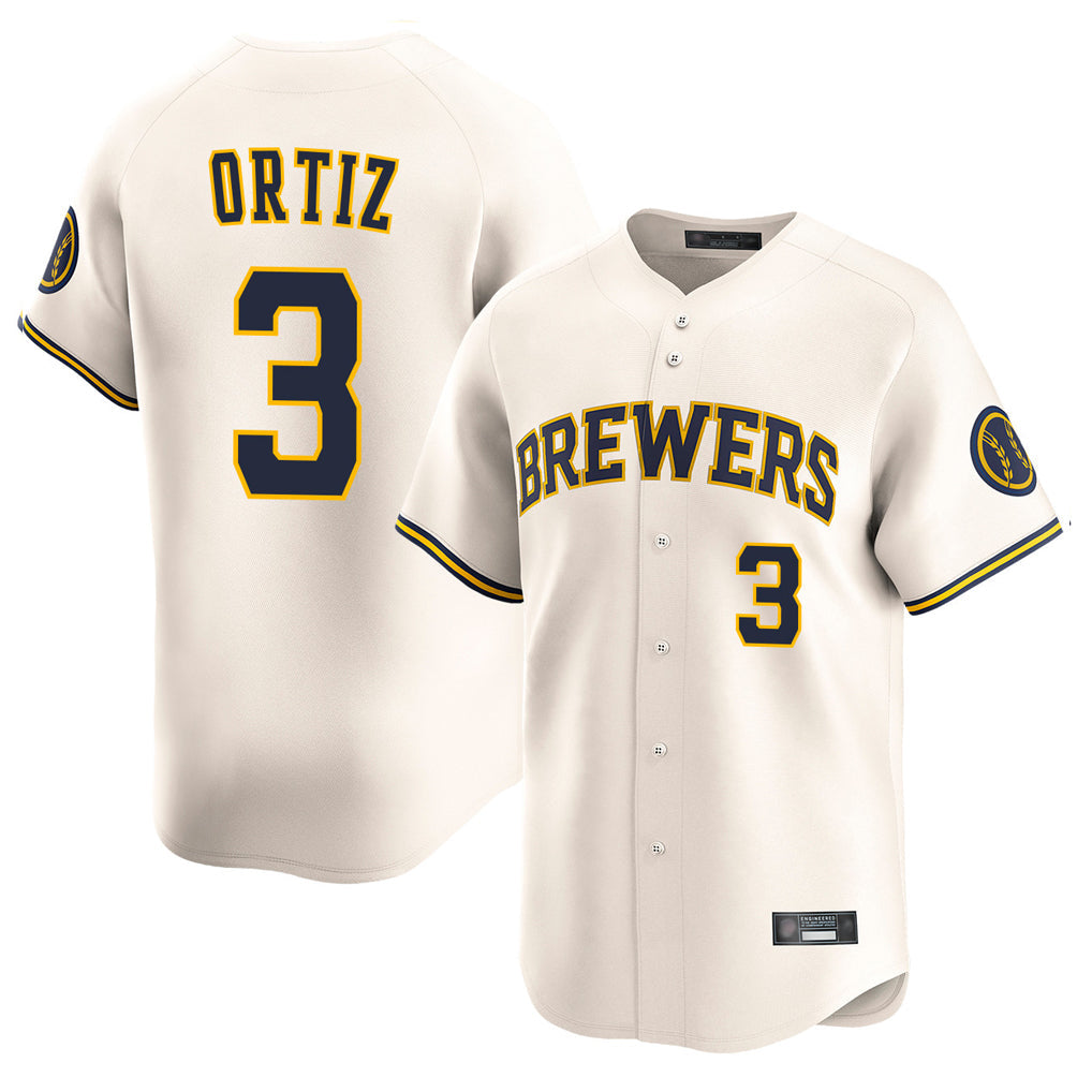 Blackjersey M.Brewers #3 Joey Ortiz Player Cream Home Limited Game Stitched Jerseys