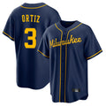 Blackjersey M.Brewers #3 Joey Ortiz Player Navy Home Game Stitched Jerseys