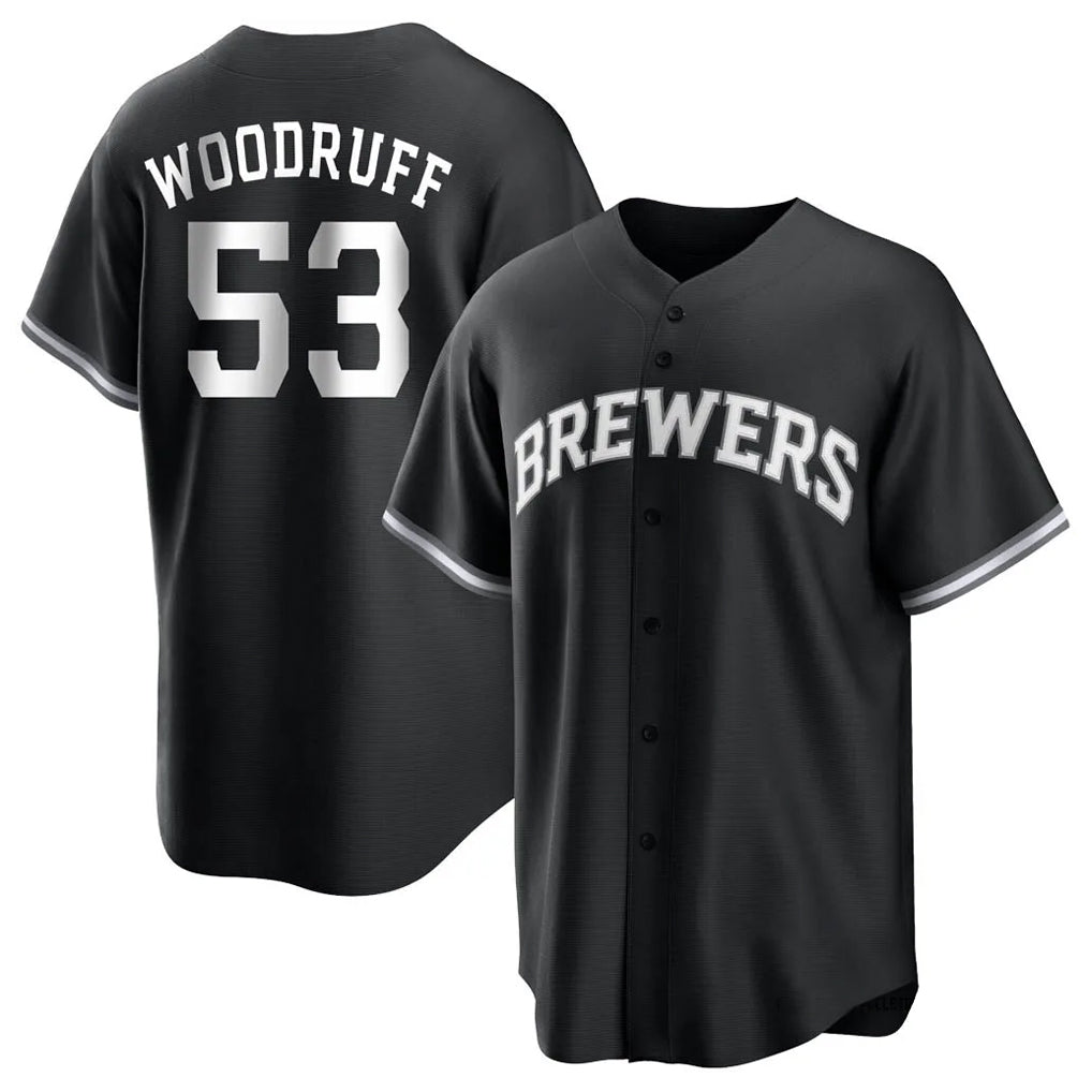 Blackjersey M.Brewers #53 Brandon Woodruff Player Black Game Home Stitched Jerseys