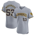 Blackjersey M.Brewers #53 Brandon Woodruff Player Gray Home Limited Elite Stitched Jerseys