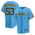 Blackjersey M.Brewers #53 Brandon Woodruff Player Light Blue Road Stadium Game Stitched Jerseys