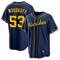Blackjersey M.Brewers #53 Brandon Woodruff Player Navy Home Game Stitched Jerseys