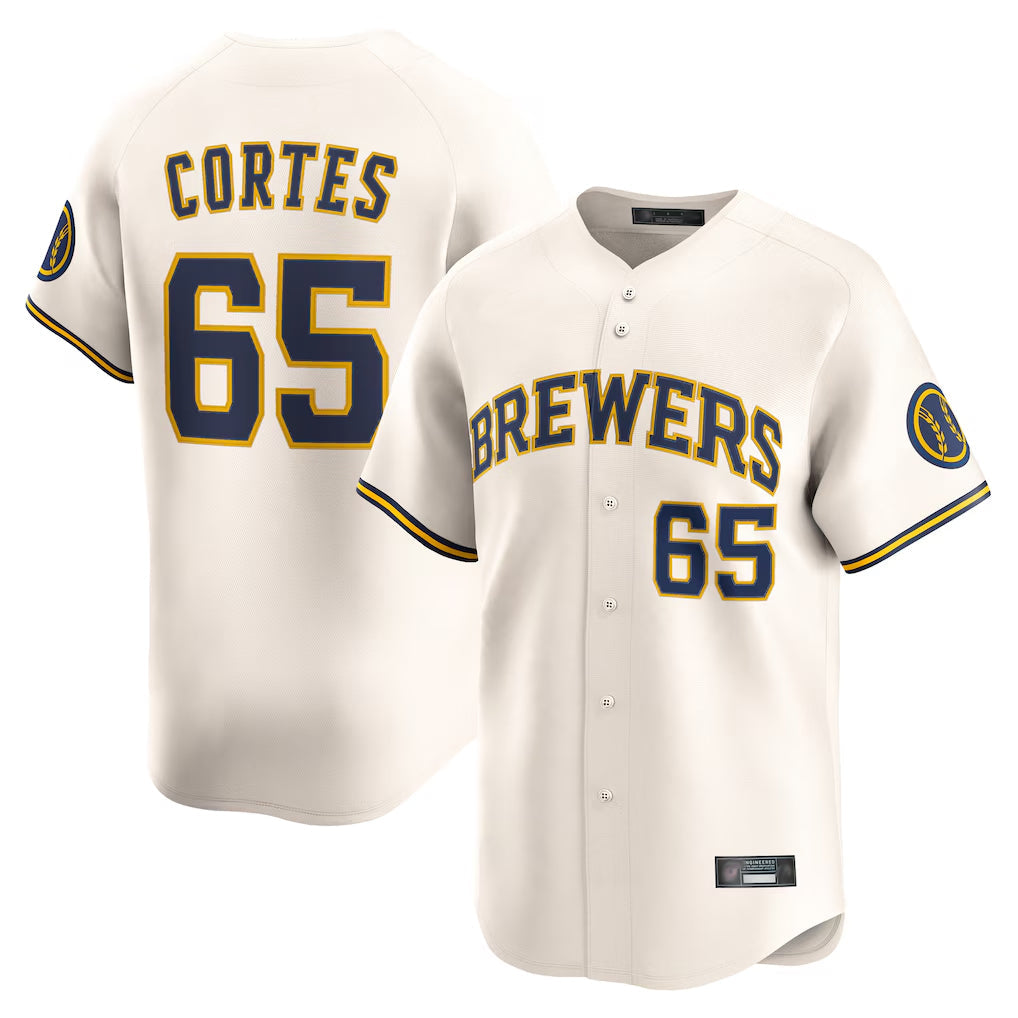 Blackjersey M.Brewers #65 Nestor Cortes Player Cream Home Limited Game Stitched Jerseys