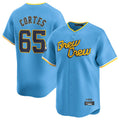 Blackjersey M.Brewers #65 Nestor Cortes Player Light Blue City Connect Home Limited Stitched Jerseys