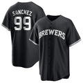 Blackjersey M.Brewers #99 Gary Sanchez Player Black Game Home Stitched Jerseys