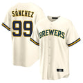 Blackjersey M.Brewers #99 Gary Sanchez Player Cream Home Game Stitched Jerseys